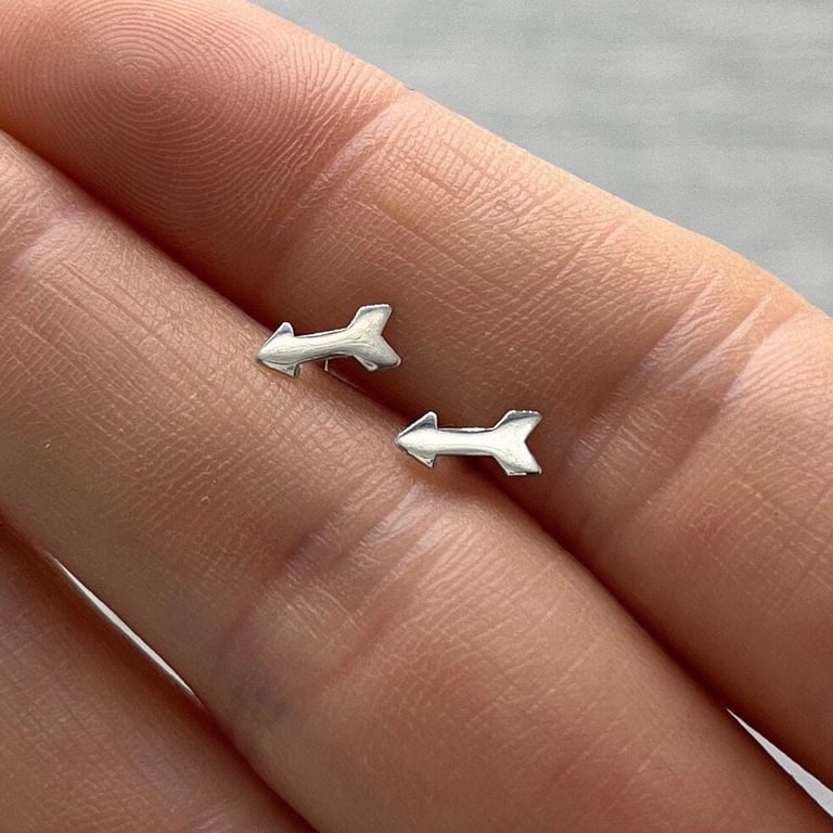 Petite Silver Arrow Stud Earrings - Handmade, Sterling Silver
