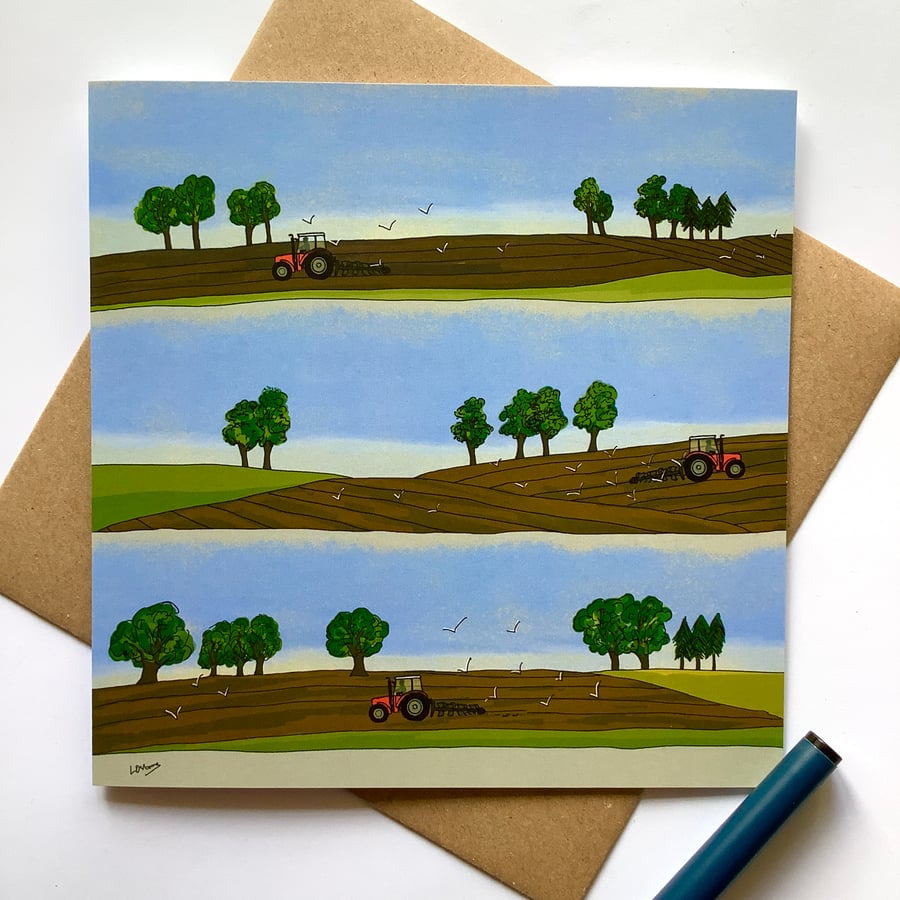 Ploughing - greetings card - blank for own message