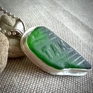 Poison Bottle Necklace - Silver and Green North-East Sea Glass Necklace