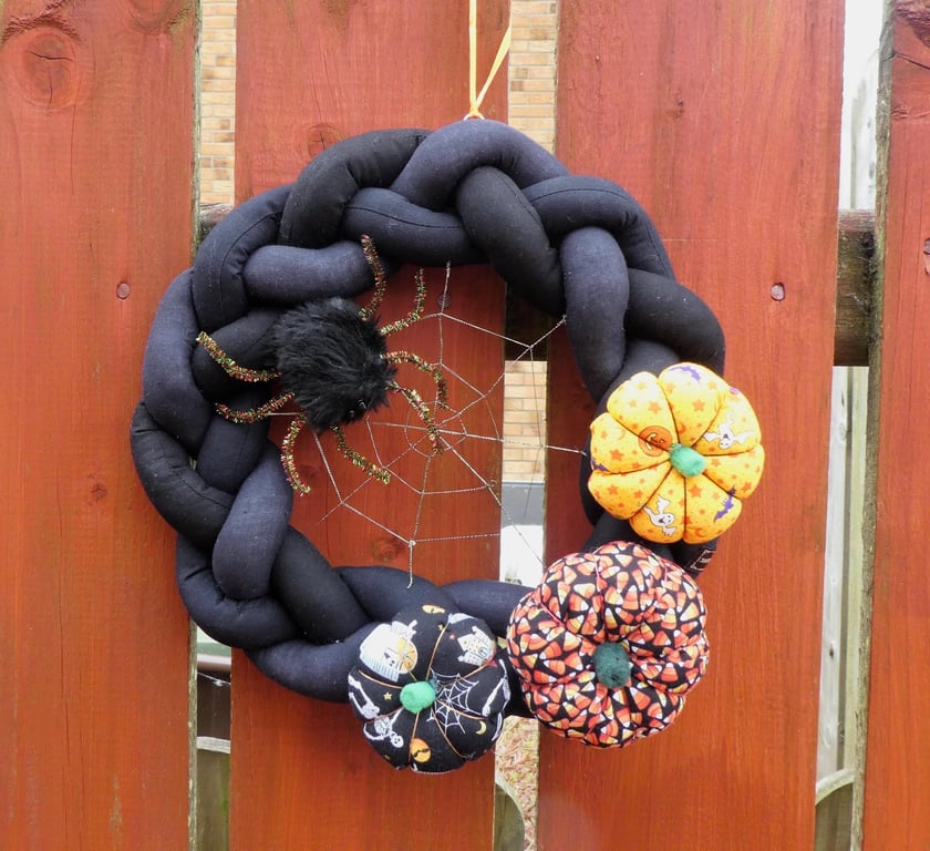 Halloween spider wreath spooky door decor handmade