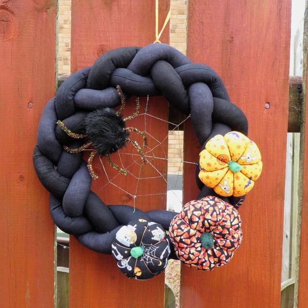 Halloween spider wreath spooky door decor handmade
