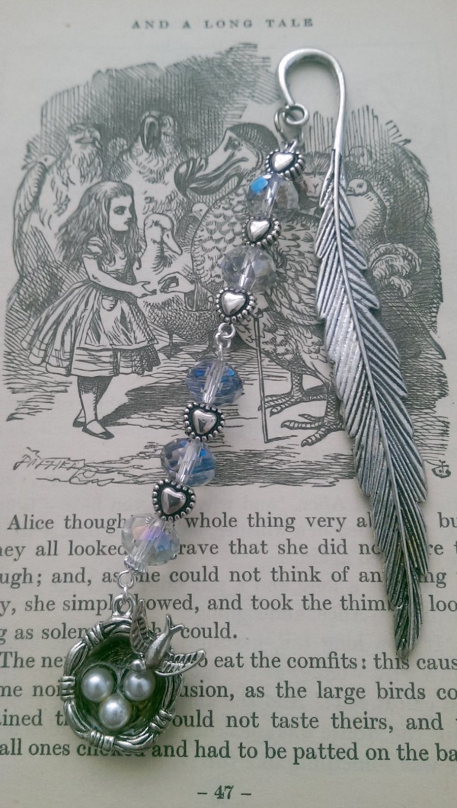 SALE Feather & Bird Nest Bookmark 