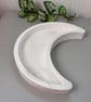 Natural and White Marbled Crescent Moon Trinket Tray - Celestial Jewellery Dish