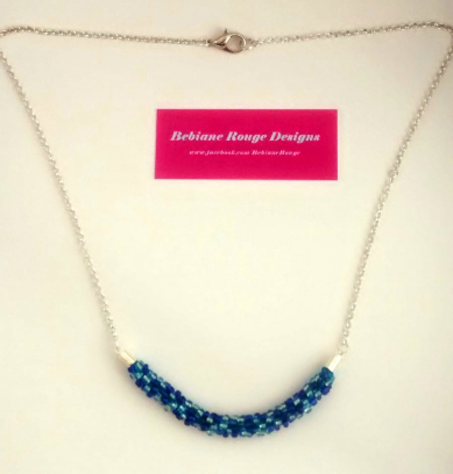 Blue & Turquoise Beaded Kumihimo Necklace