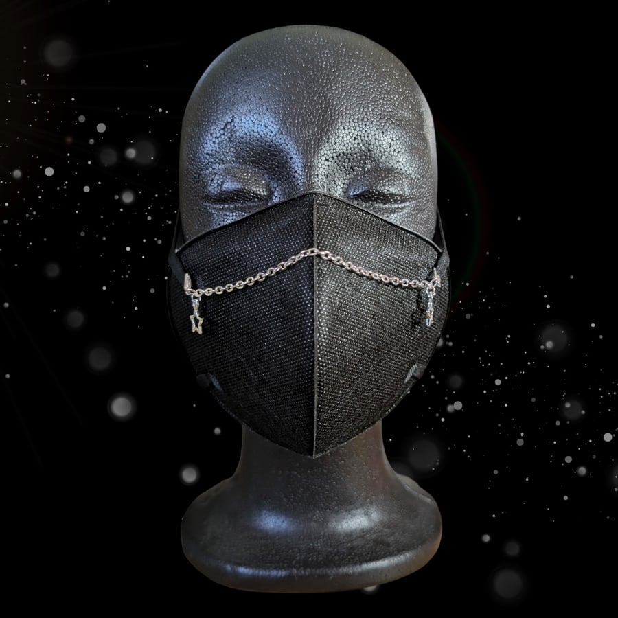 Zimi or bifold silver star mask chain