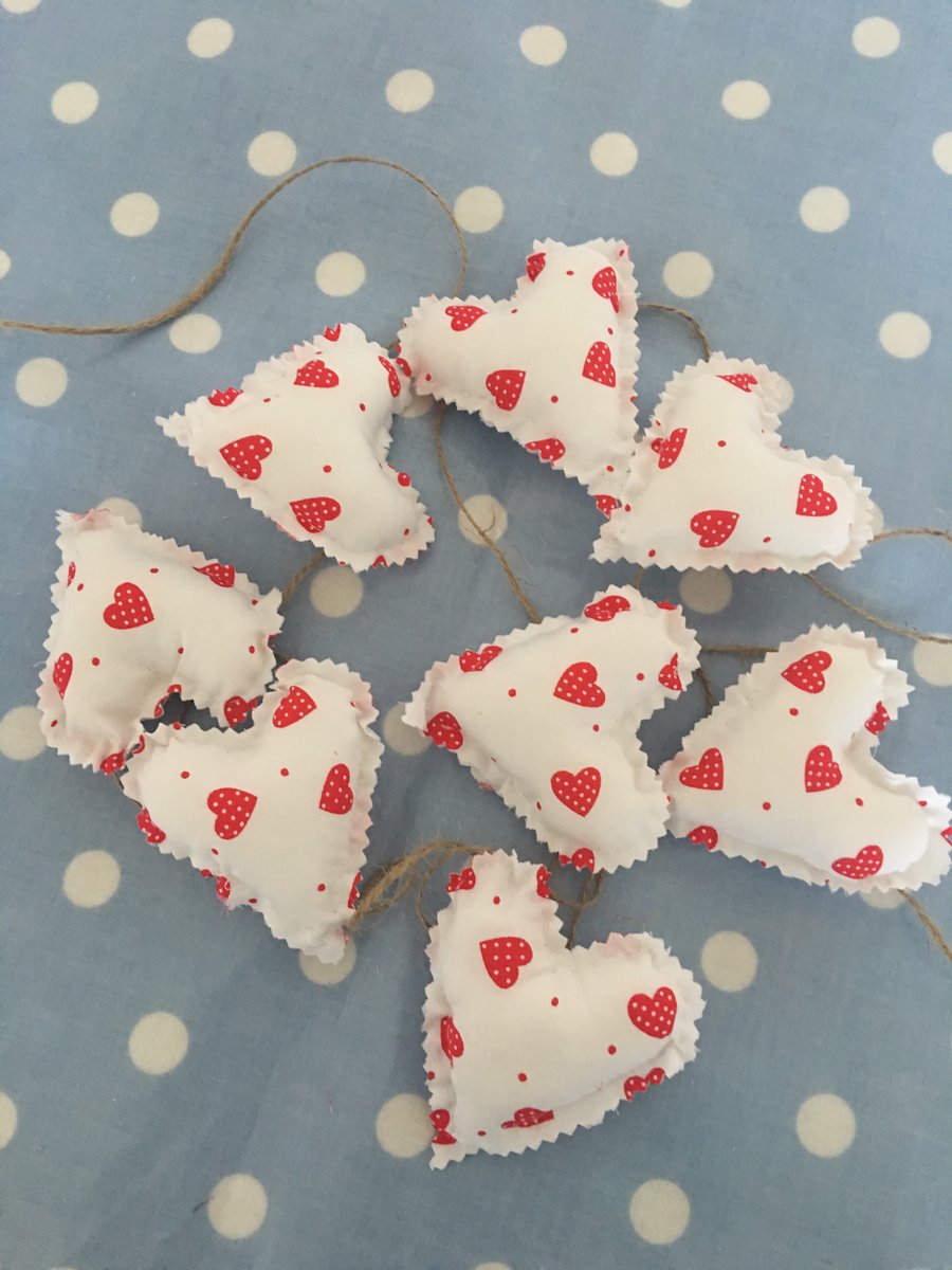 Valentine cotton fabric mini heart bunting