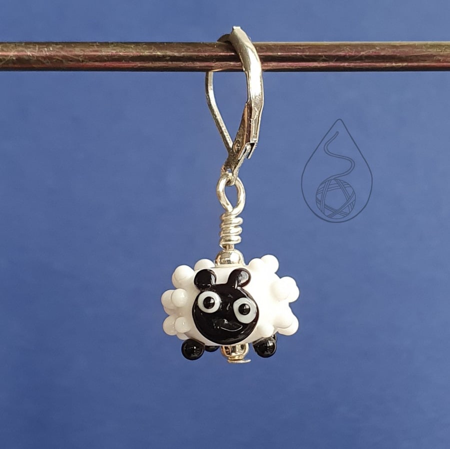 Tiny Glass Sheep Stitch Marker