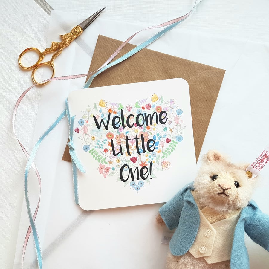 I'm New! Delft Heart New Baby Greetings Card, Baby Shower, Christening