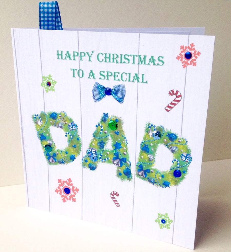Christmas Card Family,Dad,Printed Design,Handmade Can Be Personalised