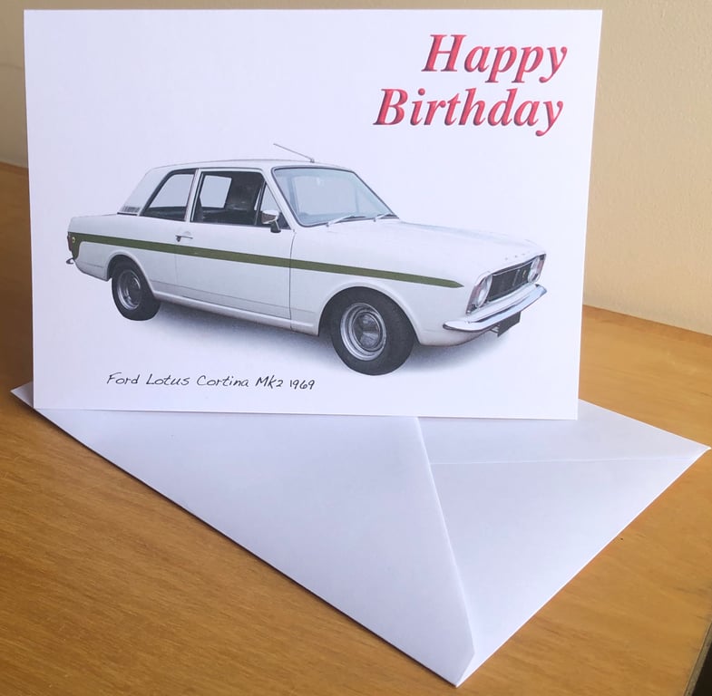 Ford Lotus Cortina Mk2 1969 - Greeting Cards For the Enthusiast