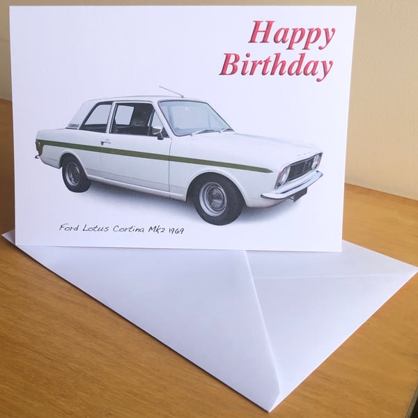 Ford Lotus Cortina Mk2 1969 - Greeting Cards For the Enthusiast