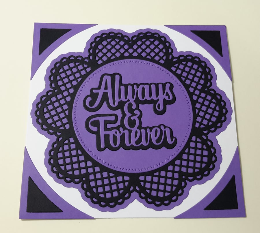 Always and Forever Greeting Card - Purple and Black