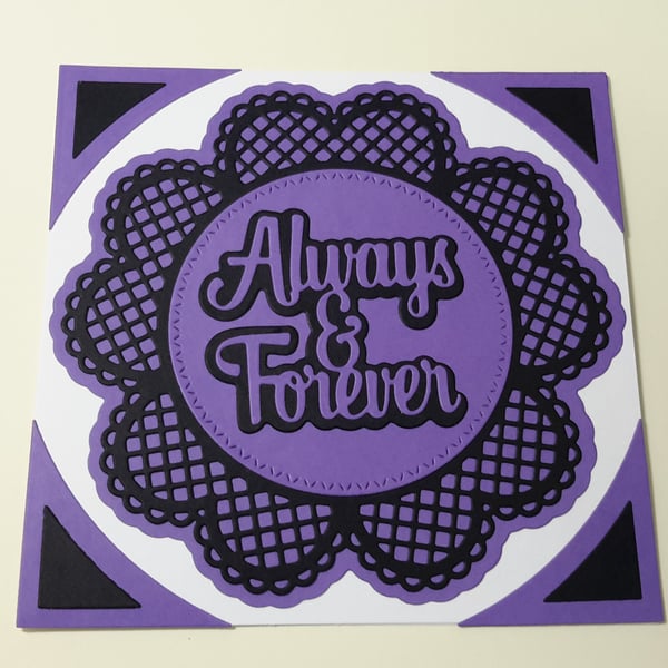 Always and Forever Greeting Card - Purple and Black