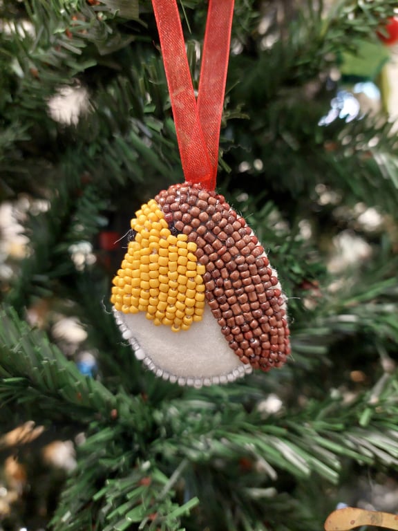 Bead Embroidery Robin Decoration: Handmade Ornament for Christmas decor