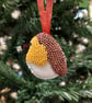 Bead Embroidery Robin Decoration: Handmade Ornament for Christmas decor - Image 1