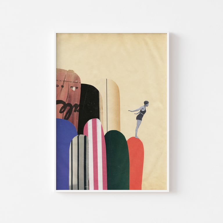 Sea Swimming Coastal Art Print - Rock Diving III