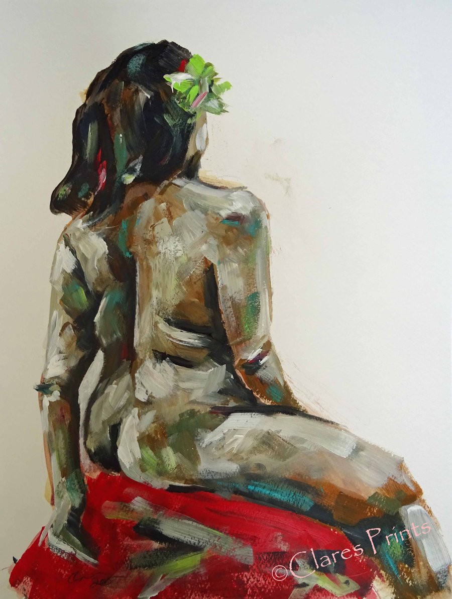 Female Nude Back Original Acrylic Art Painting 