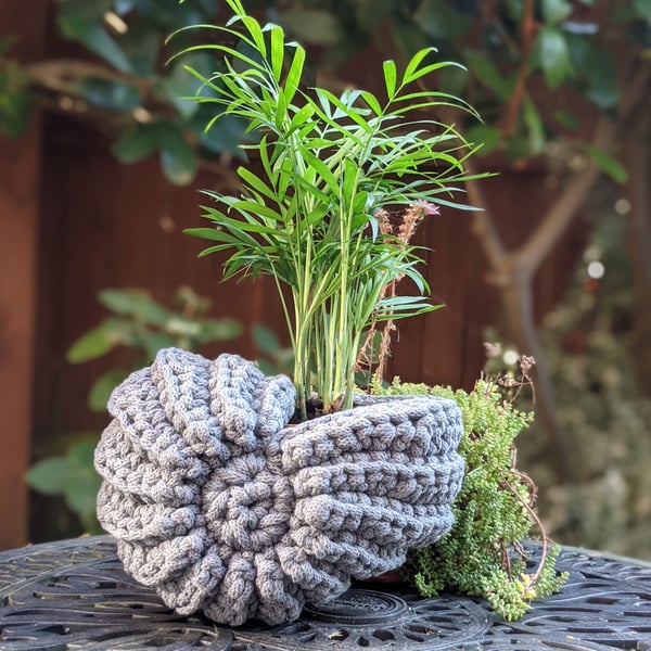 Crochet ammonite basket, crochet shell, home decor, plant holder, new home gift