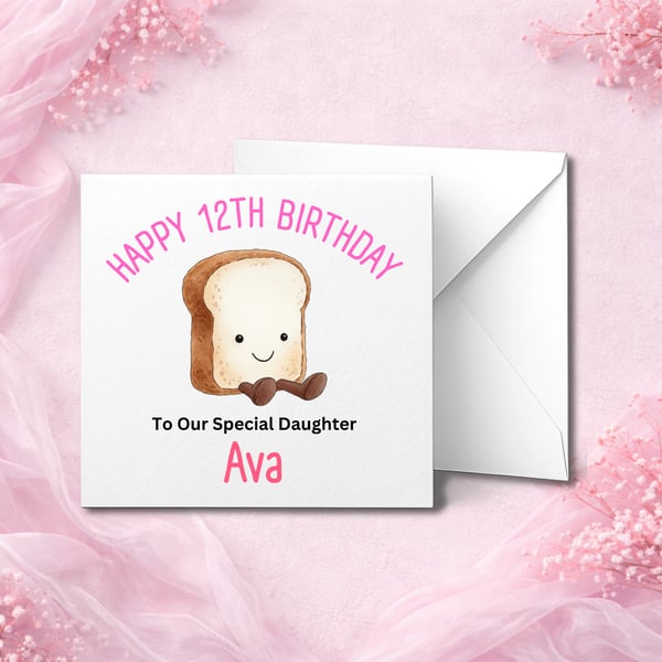 Personalised  Birthday Card, Cute Design, Custom Name, Son Daughter Kids Card