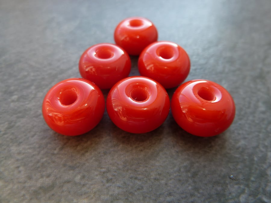 orange red lampwork glass spacer beads