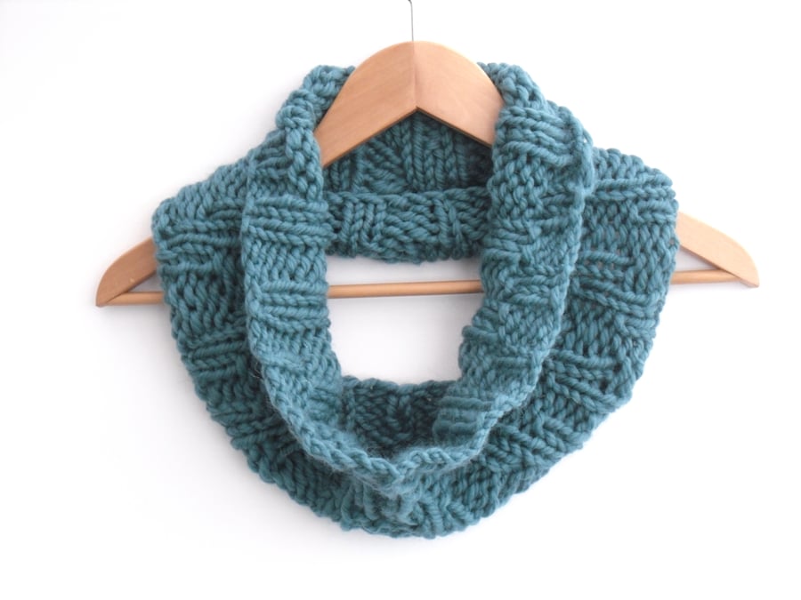 Turquoise Chevron Cowl scarf  