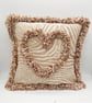 Love heart envelope 16"  cushion, cream and beige zebra effect.  - Image 1
