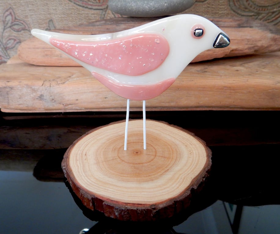Artist made Fused Glass Little Bird.