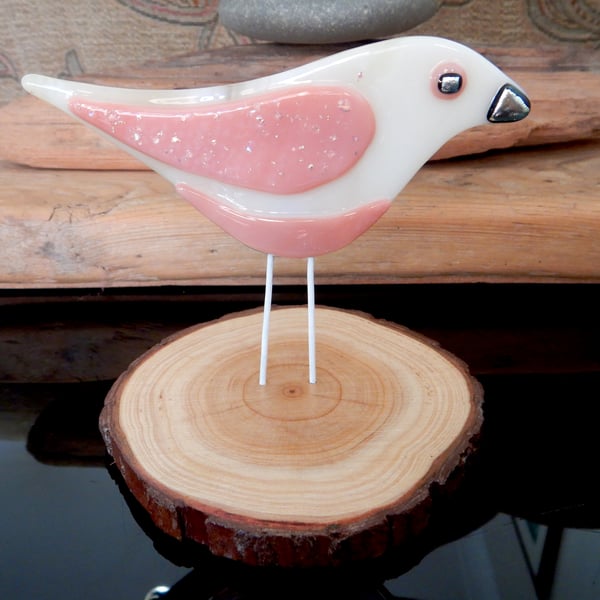 Artist made Fused Glass Little Bird.