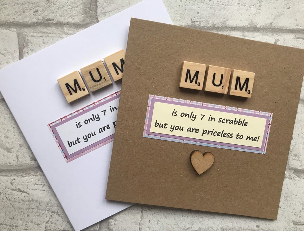 Handmade Scrabble Tile Mum Card, Birthday, Mother's Day