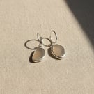 One of a Kind Seaglass Earrings in Recycled Sterling Silver - Unique Hoops