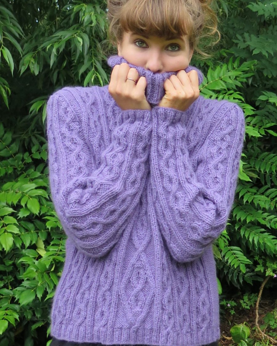 Ladies Aran Style Cable Knit Sweater-Knitting PATTERN PDF