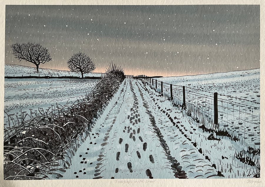 'Footsteps in the snow' giclee digital print