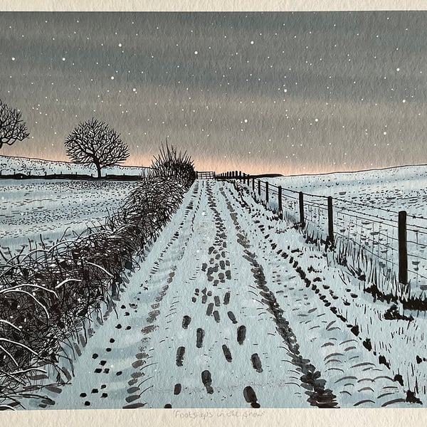 'Footsteps in the snow' giclee digital print