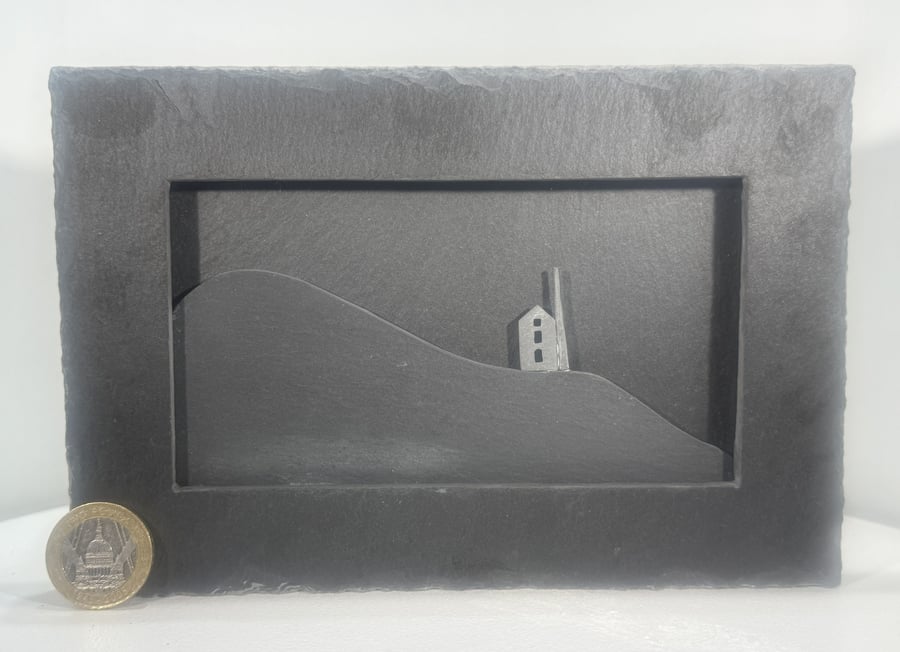Tiny Cornish Engine House framed in Slate