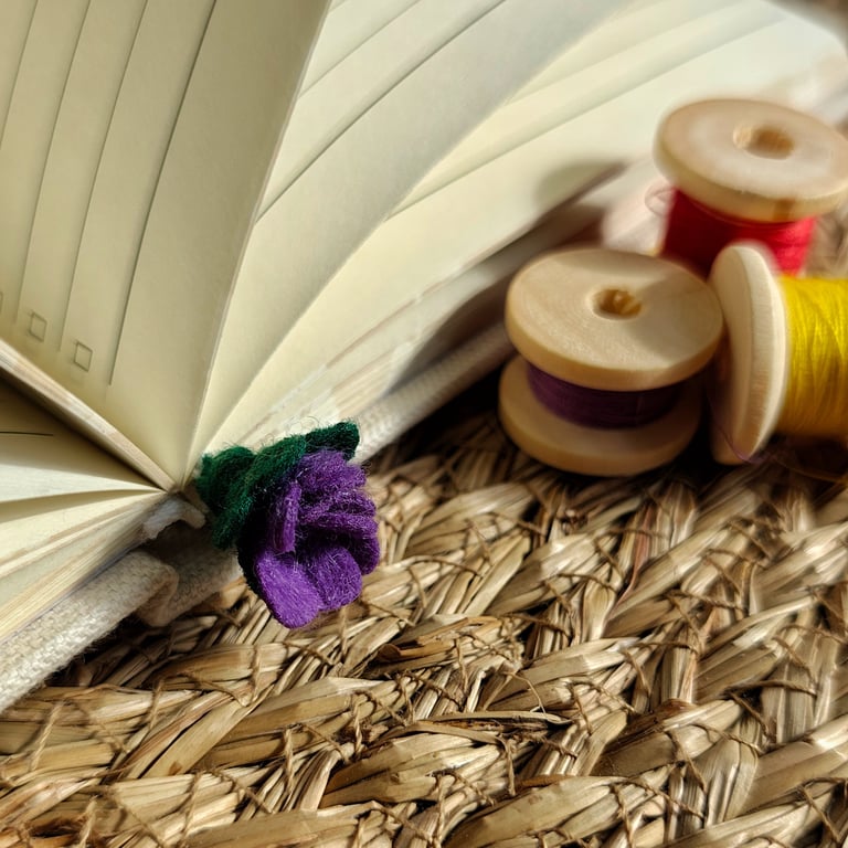 Purple Flower Felt Bookmark, Floral Bookmark