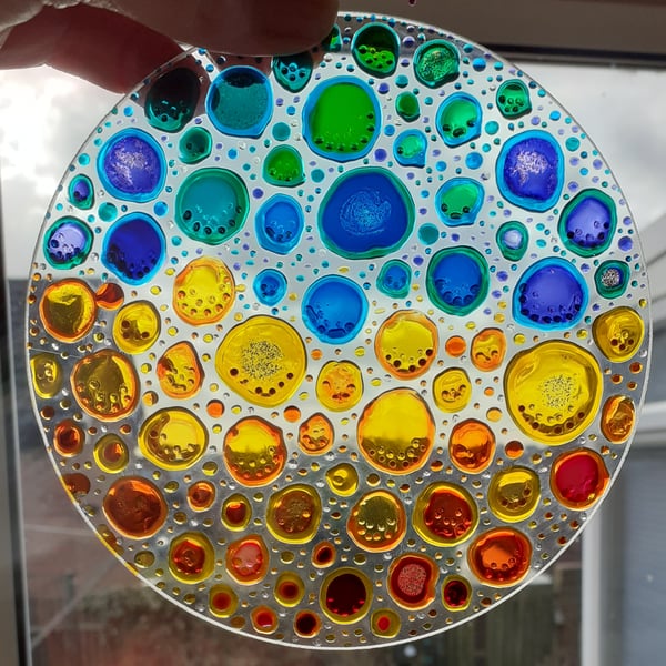 Bubble sun catcher, painted sun catcher, abstract painting sun catcher, 