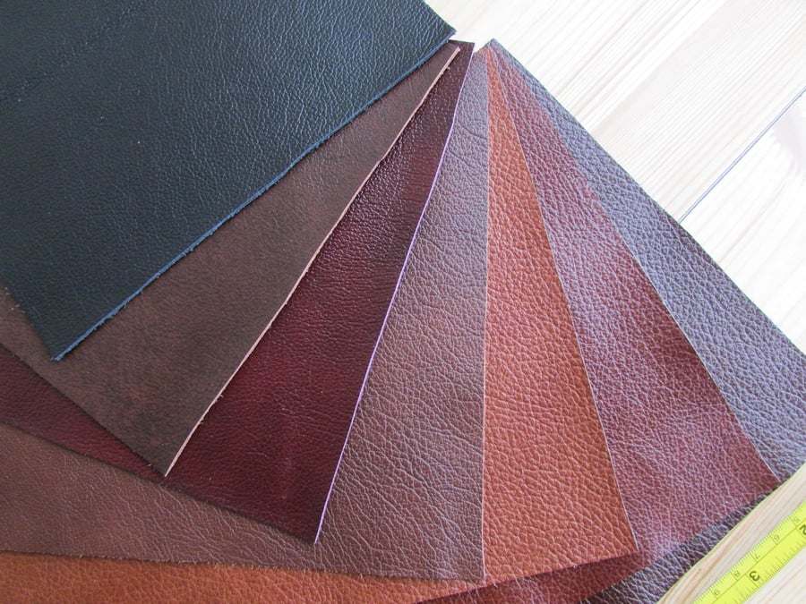 Leather pieces x 7, 21 x 27cm remnant, craft, 