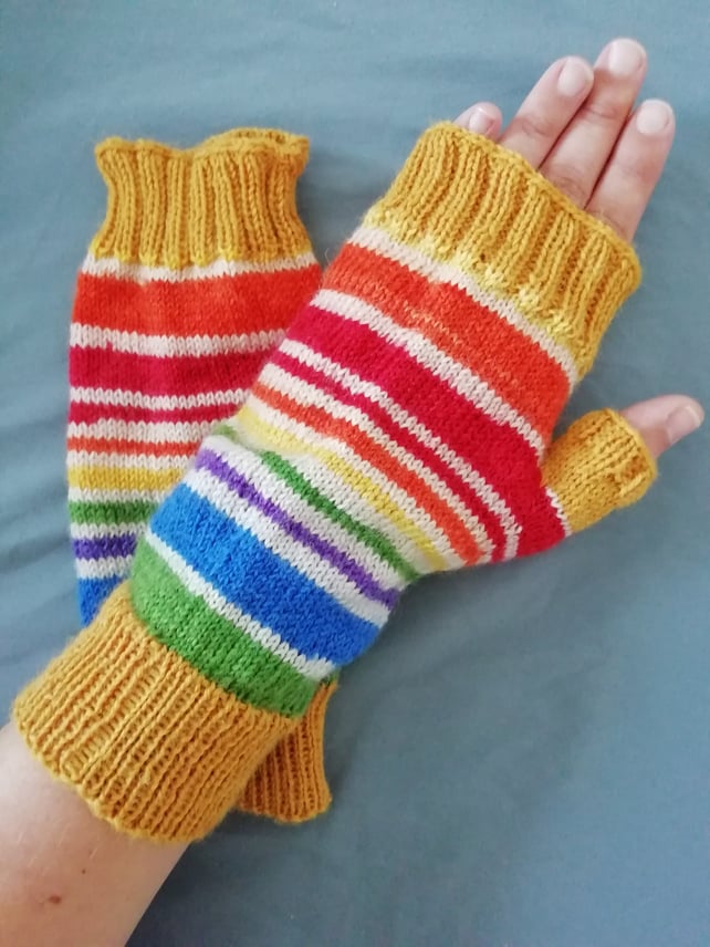 Hand knitted fingerless gloves for sale shop