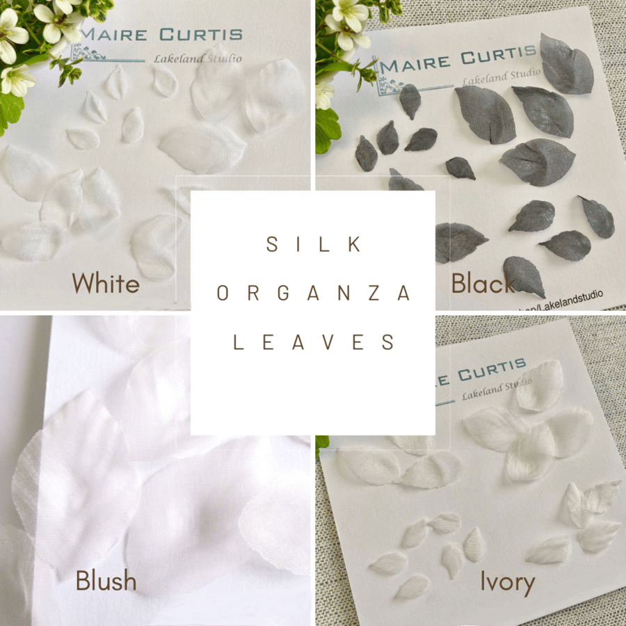 Hand Crafted Silk Organza Sew on Leaves for Bridal, Costume, Prom.