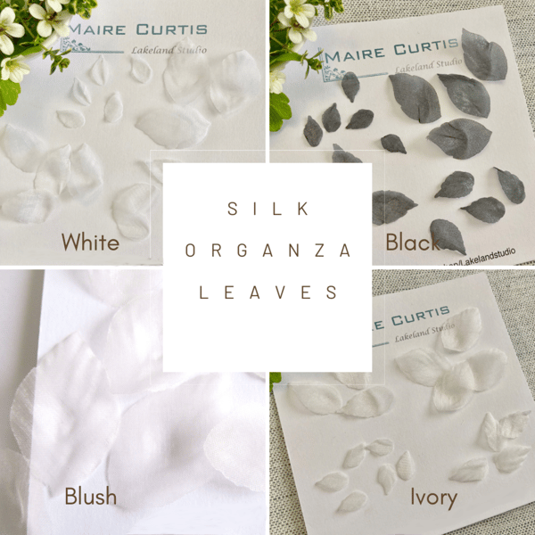 Hand Crafted Silk Organza Sew on Leaves for Bridal, Costume, Prom.