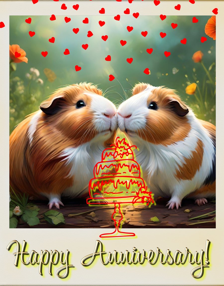Happy Anniversary Guinea Pigs Card A5