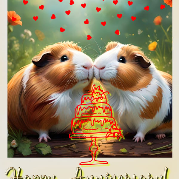 Happy Anniversary Guinea Pigs Card A5