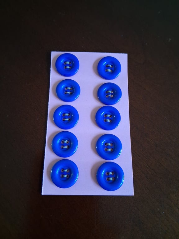 10 ROYAL BLUE ROUND BUTTONS