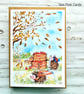 Autumn Hedgehogs Blank Card - original art, all occasions, apples, leaves - Image 6