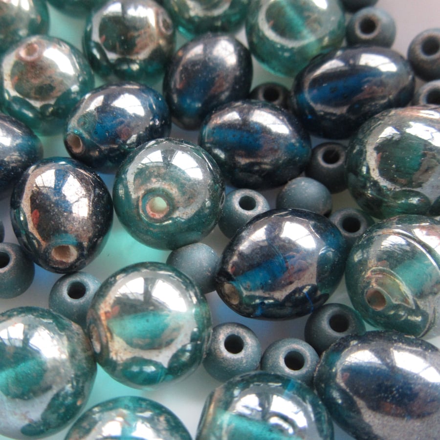 Mixed Teal Beads