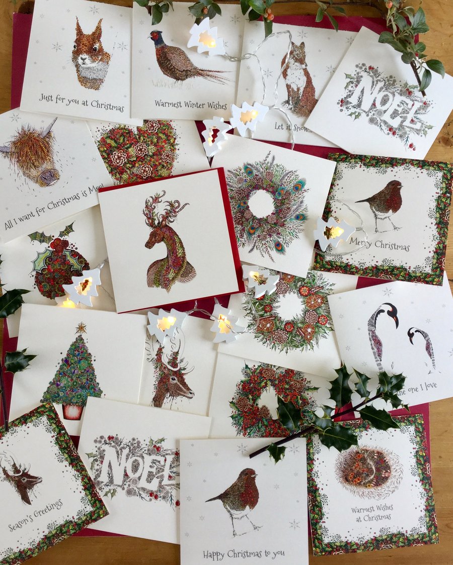 Mixed pack of 6 Christmas cards 