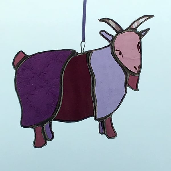 Stained Glass Pygmy Goat hanging