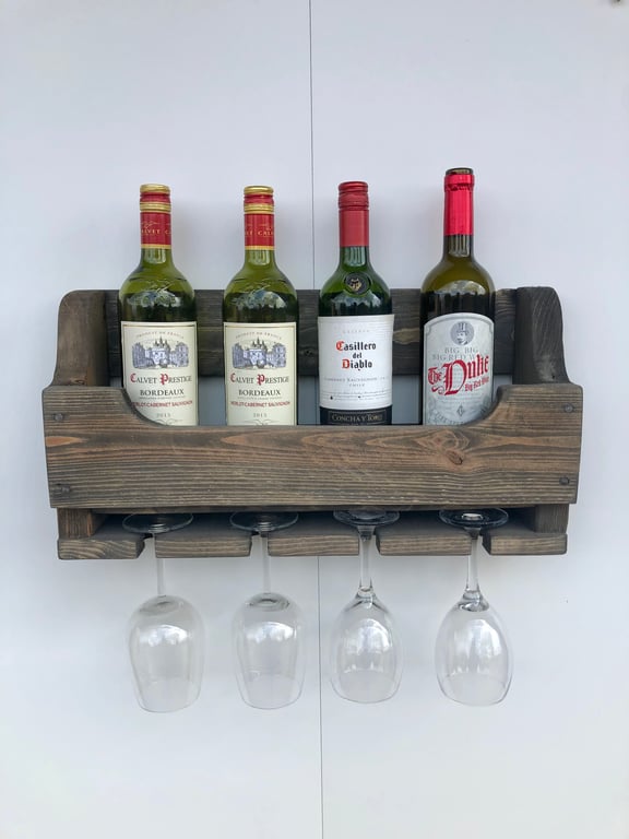 Rustic Wooden Wine Gin Rack - Grey