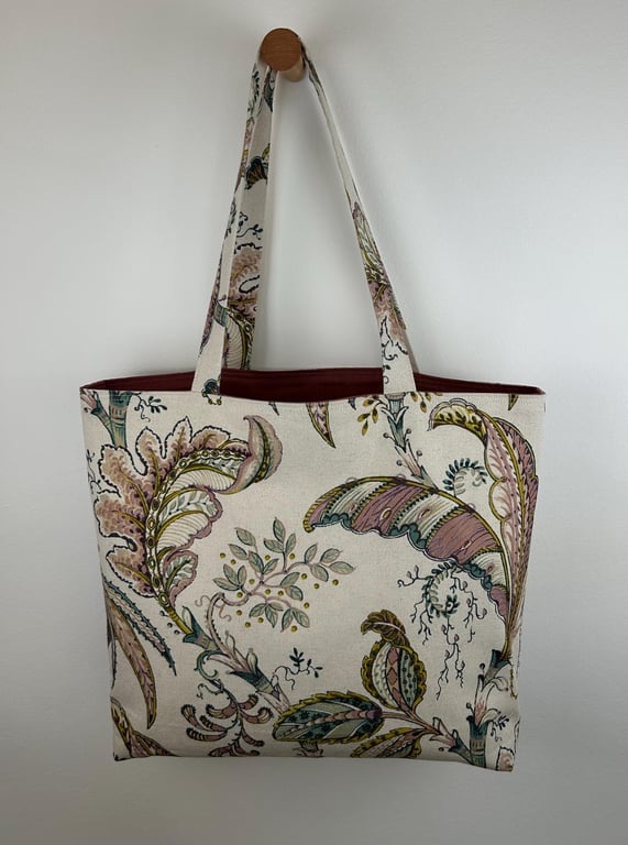 Floral Linen Cotton Tote Bag, Large Shopper