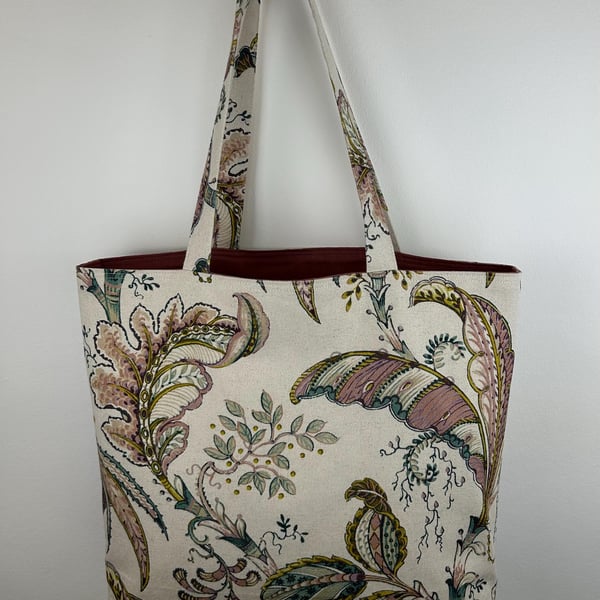 Floral Linen Cotton Tote Bag, Large Shopper
